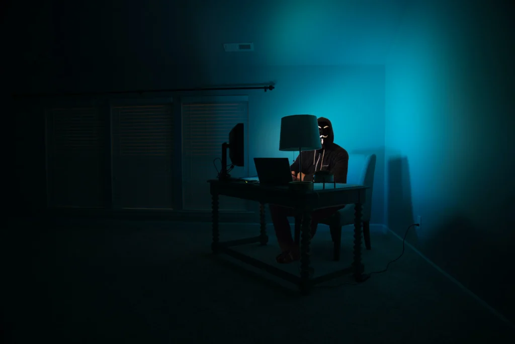 Hacker Man Hacking at his computer